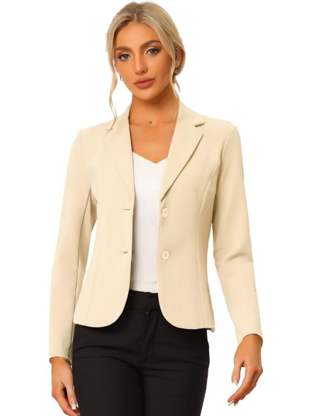 Chic Women's Office Blazer - Stretch Lapel, Long Sleeve, Perfect for Work